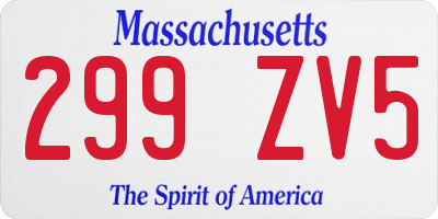 MA license plate 299ZV5