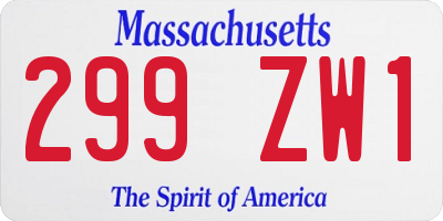 MA license plate 299ZW1