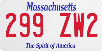 MA license plate 299ZW2