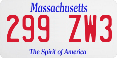 MA license plate 299ZW3