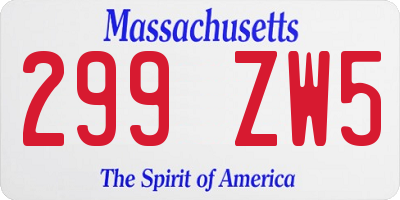 MA license plate 299ZW5