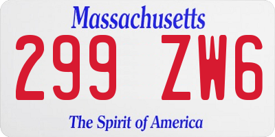 MA license plate 299ZW6