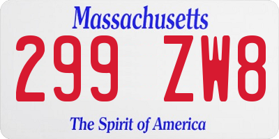 MA license plate 299ZW8