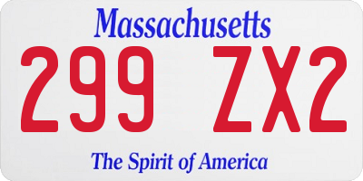 MA license plate 299ZX2