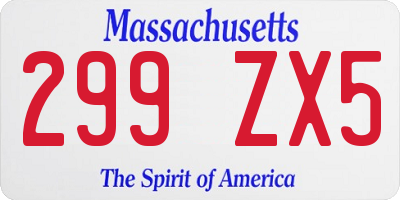 MA license plate 299ZX5