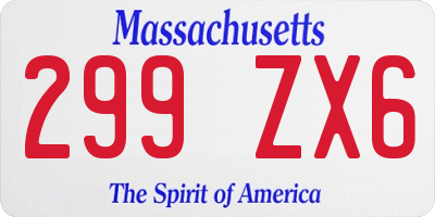 MA license plate 299ZX6