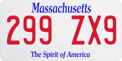 MA license plate 299ZX9