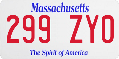 MA license plate 299ZY0