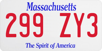 MA license plate 299ZY3