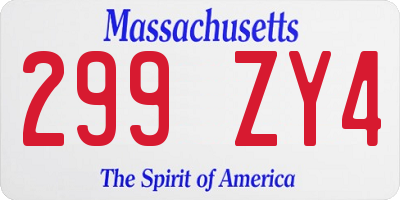 MA license plate 299ZY4