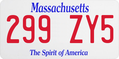 MA license plate 299ZY5