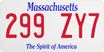 MA license plate 299ZY7