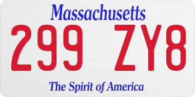 MA license plate 299ZY8