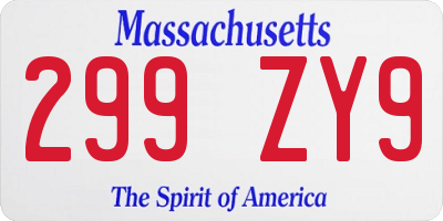 MA license plate 299ZY9