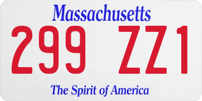 MA license plate 299ZZ1