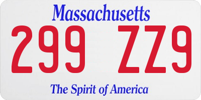 MA license plate 299ZZ9