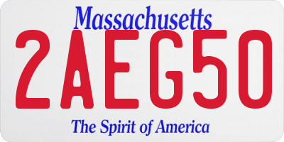 MA license plate 2AEG50