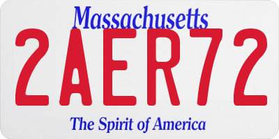 MA license plate 2AER72