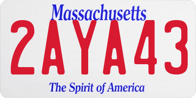 MA license plate 2AYA43