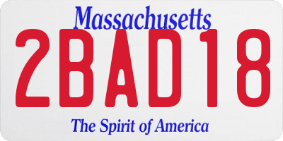 MA license plate 2BAD18