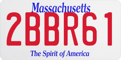 MA license plate 2BBR61