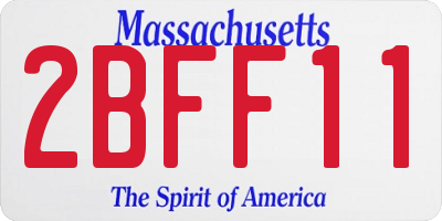 MA license plate 2BFF11