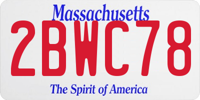 MA license plate 2BWC78