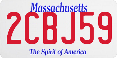 MA license plate 2CBJ59