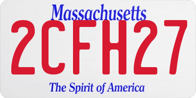 MA license plate 2CFH27