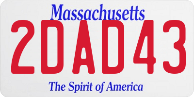 MA license plate 2DAD43