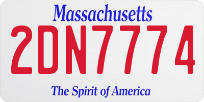 MA license plate 2DN7774