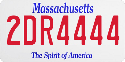 MA license plate 2DR4444