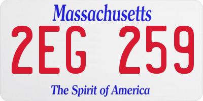 MA license plate 2EG259