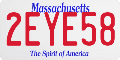 MA license plate 2EYE58