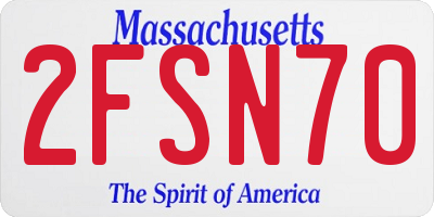 MA license plate 2FSN70