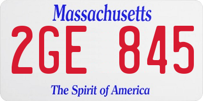 MA license plate 2GE845