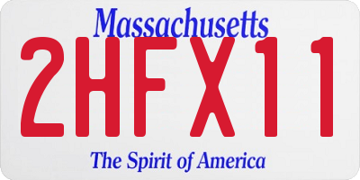 MA license plate 2HFX11