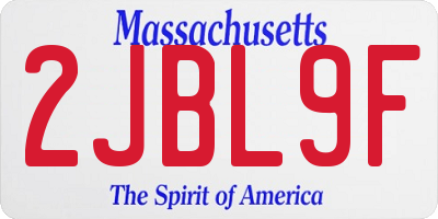 MA license plate 2JBL9F