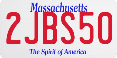 MA license plate 2JBS50