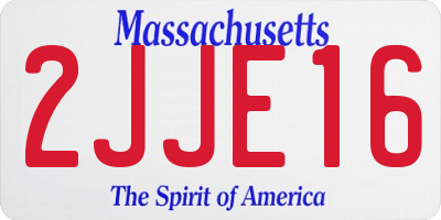 MA license plate 2JJE16