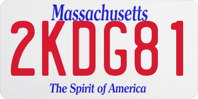 MA license plate 2KDG81