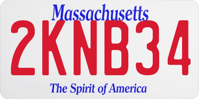 MA license plate 2KNB34