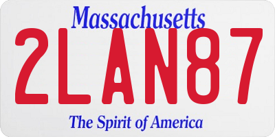 MA license plate 2LAN87