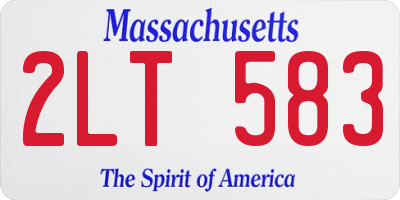 MA license plate 2LT583