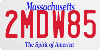 MA license plate 2MDW85