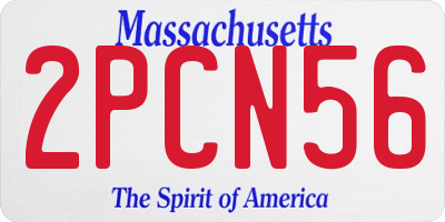 MA license plate 2PCN56