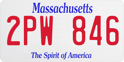 MA license plate 2PW846