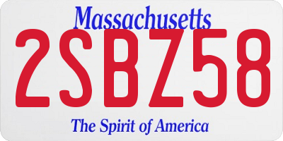 MA license plate 2SBZ58