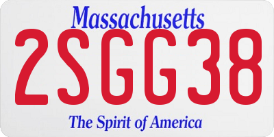 MA license plate 2SGG38