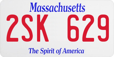 MA license plate 2SK629